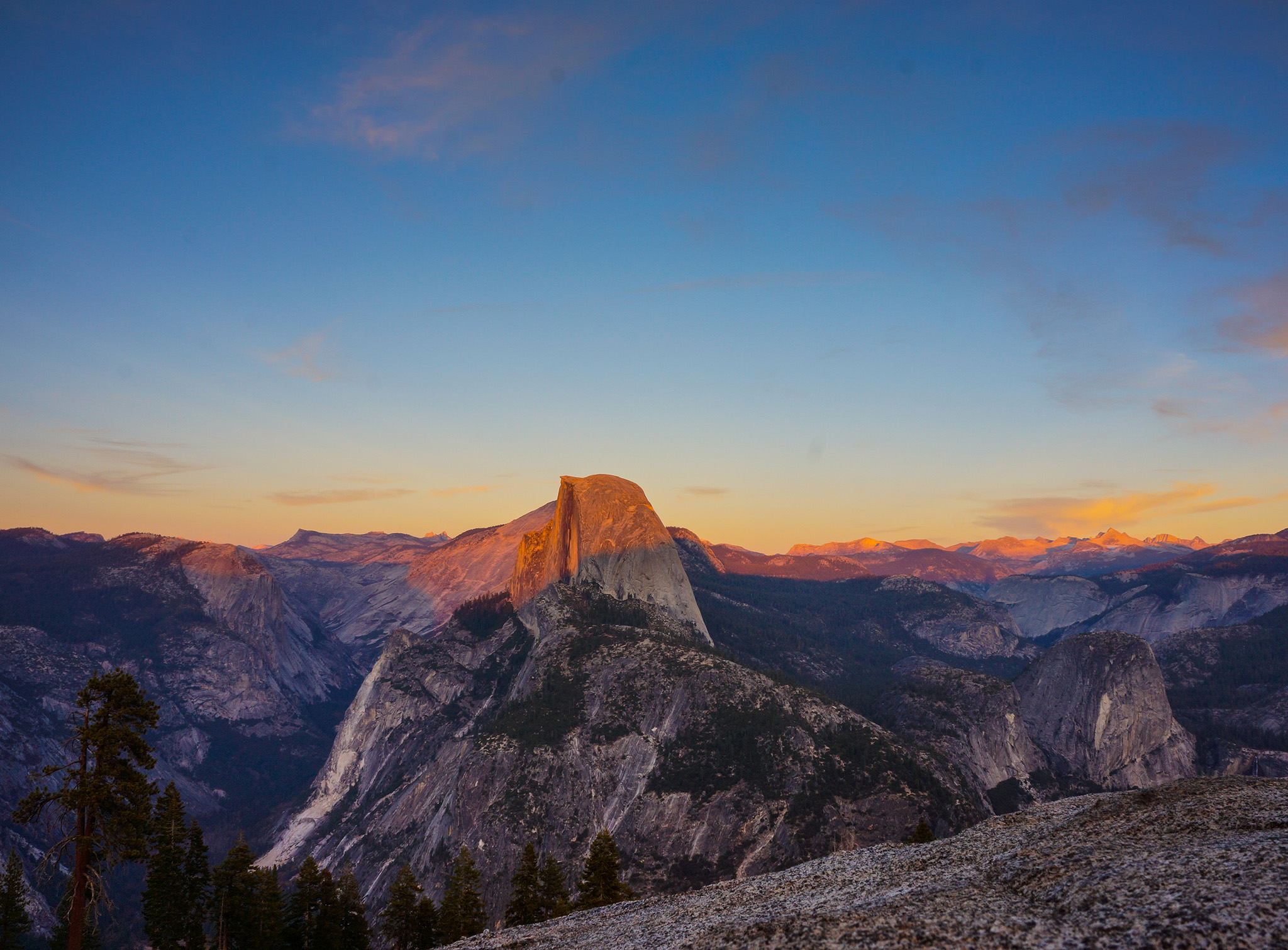 Image of half dome yosemite at sunset